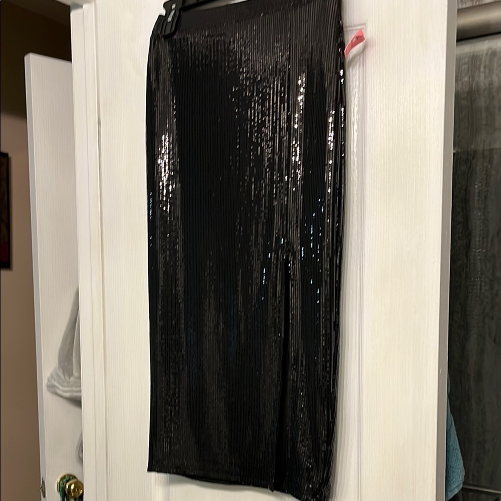 Black Sequin Maxi Pencil Skirt for Cocktail